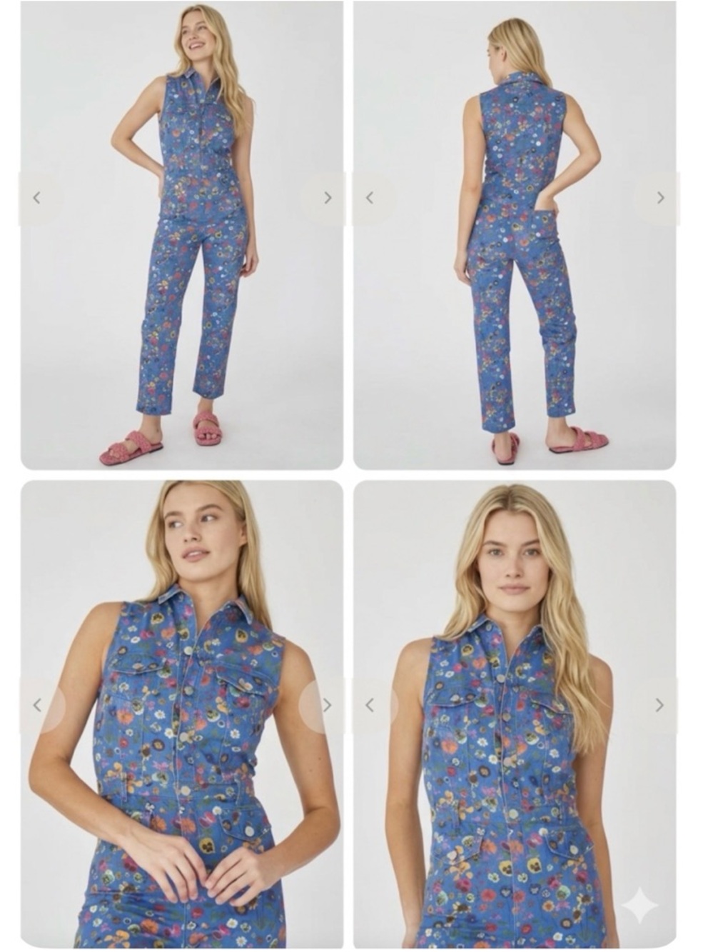 Rachel Antonoff Blue Floral Wide-Leg Jumpsuit